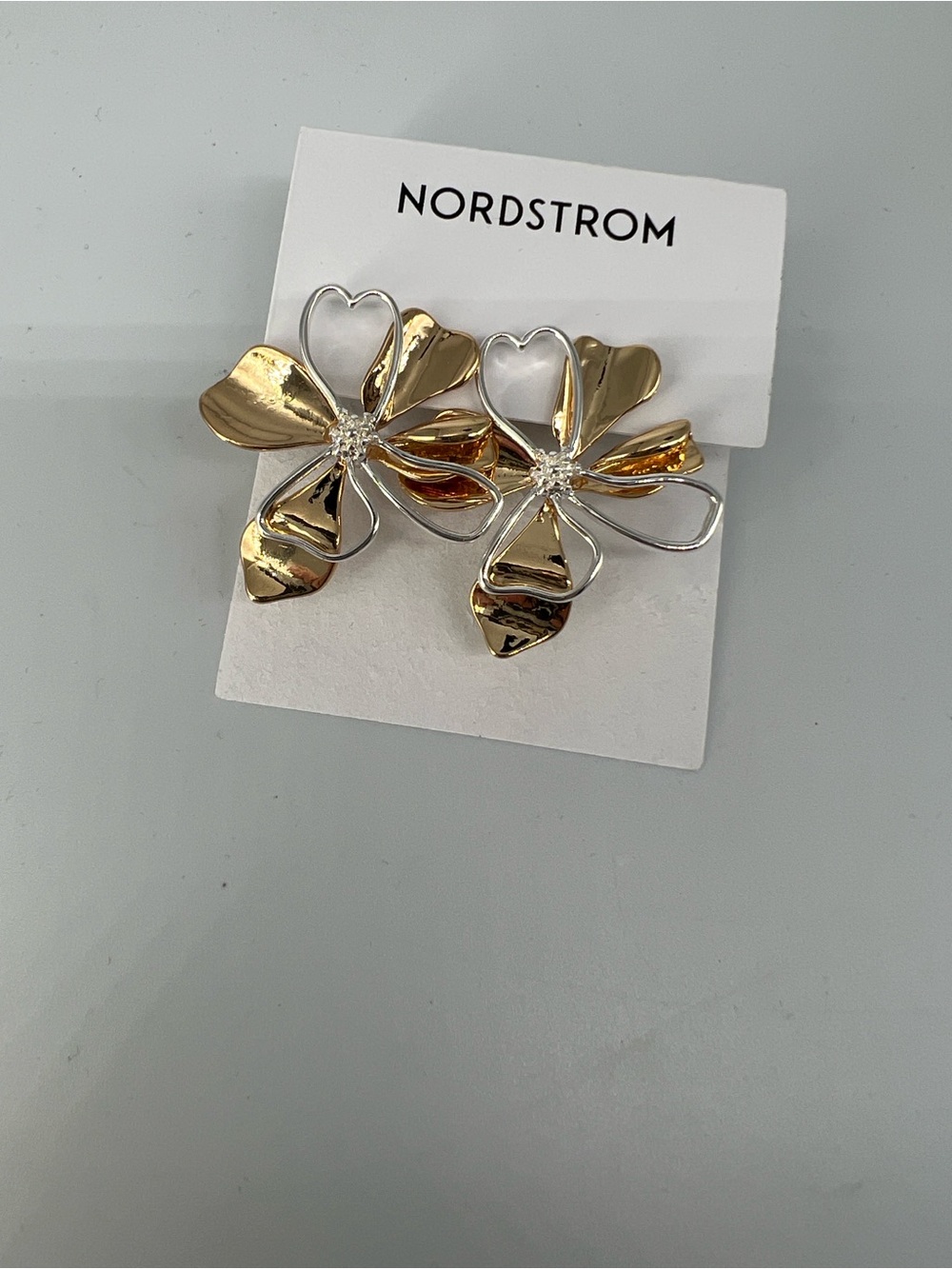 Nordstrom Two-Tone Gold and Silver Floral Drop Earrings